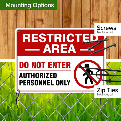 Restricted Area Do Not Enter Authorized Personnel Only Sign, 10x14 Inches, Rust Free Aluminum