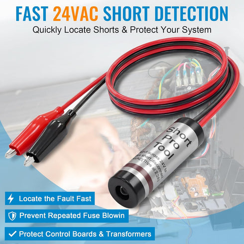 24 12'' HVAC Short Finder Kit for VAC Circuits, Short Circuit Finder with Lead & Alligator Clips, Includes Magnetic