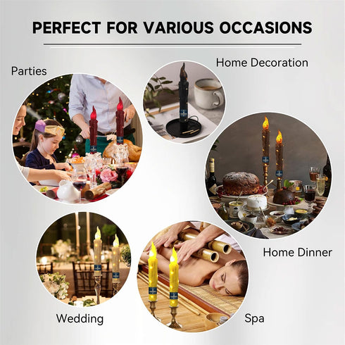 2pcs 6inch Vigils(LW2P-WH) Magical Candlesticks Flameless Taper Candle, White LED Tapered Candles Remote Dipped Candle
