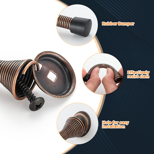 Ravinte Door Stoppers, 48 Pack Spring Door Stops with Rubber Bumper, Oil Rubbed Bronze for Bottom of Door