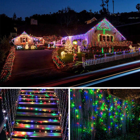 Waterproof,2 Pack 240LED 24M/80Ft 8 Lezonic Outdoor Solar Christmas Lights Total Garden Light Waterproof Modes Outdoor