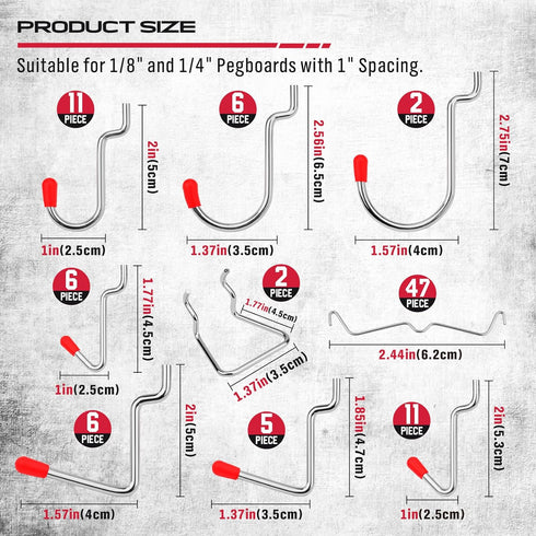 Ultimate 121-Piece Pegboard Hooks Set, Durable Accessories with Metal Hooks and Pegboard Bins