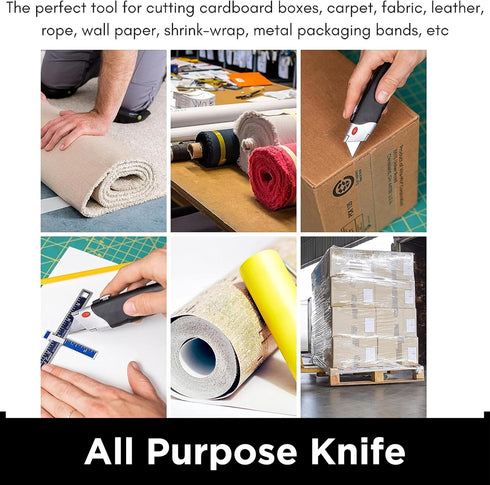 INTERNET'S BEST Premium Utility Knife Set, Retractable Box Cutter with Rubber Handle, Includes 2 Razor Knives