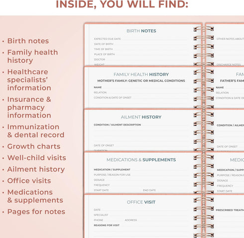 Clever Fox My Child's Health Record Keeper Child & Baby Medical Records Organizer Log Book Childcare Journal Notebook
