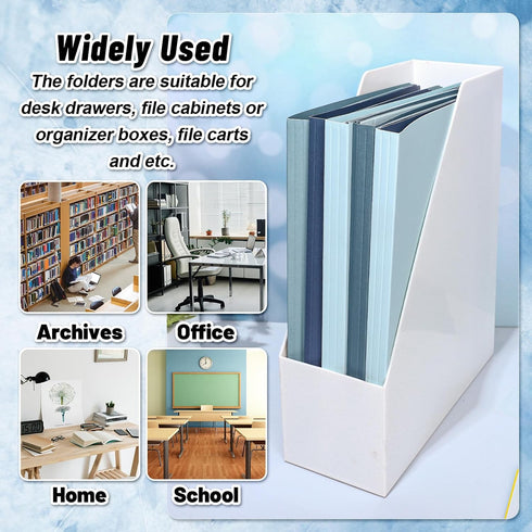 Whaline 24 Pack Dusty Blue File Folders, Letter Size 4 Colors Gradient Blue File Pockets with 1/3 Cut Tab for Home
