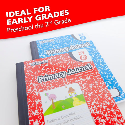 BAZIC Primary Journal, 100 Sheet Marble Composition Book, PreSchool 1st & 2nd Grade Comp Books, Learning Drawing, 1-Unit