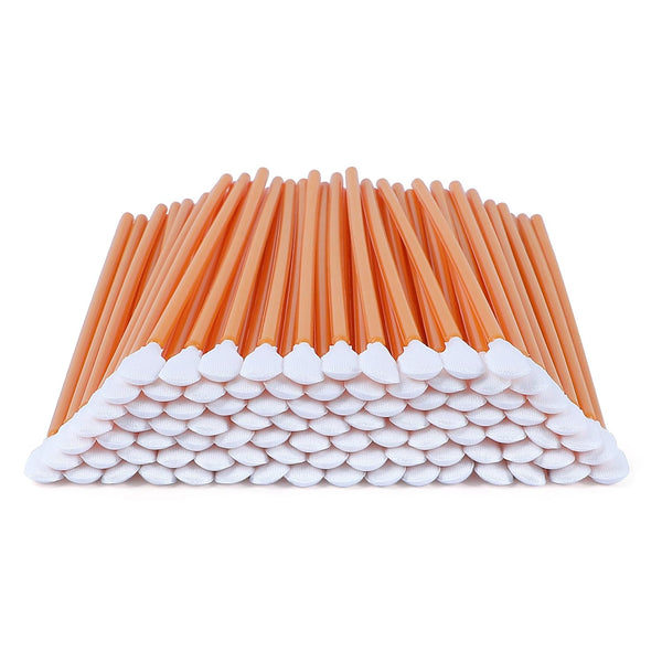 4" Cleaning Swabs, 100 pcs, Orange, Knitted Polyester Cleanroom Foam Cleaning Swab Stick for Optical Equipment