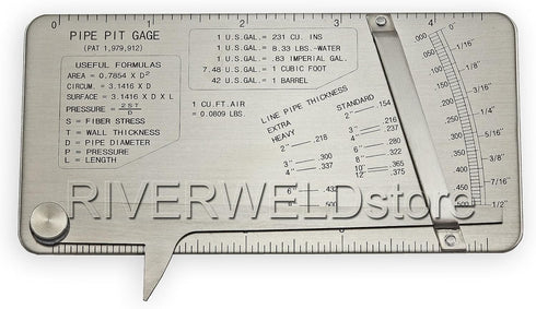 RIVERWELD Pipe Pit Welding Gauge, Test Ulnar Welder Inspection Range 0 to 1/2” in 1/64” & .010 Increments