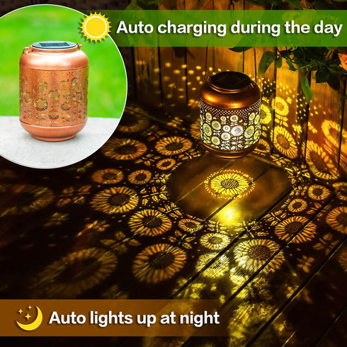 Mothers Day Gifts for Mom Sunflower Solar Lanterns Outdoor Waterproof Hanging Solar Lights Sunflower Gifts for Women
