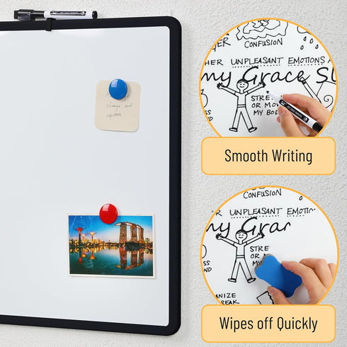 Mr. Pen Dry Erase Board, 18” x 24” with Black Marker, Black Frame, Magnetic Whiteboard for Wall