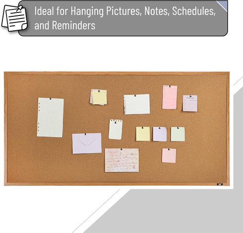 Mr. Pen Cork Board - 24”x36” Wood Frame Bulletin Board for Walls, Push Pin Board for Office