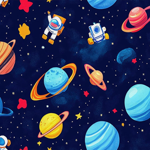 17.7" 118.1" HOMETITUTE Cartoon Galaxy Astronaut Planets Wallpaper Peel and Stick Contact Paper Wall Paper Stick x Self