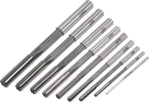 uxcell 9pcs Chucking Reamer Set, High Speed Steel H7 Tolerance, Straight Flute Milling Cutter for Lathe Machine