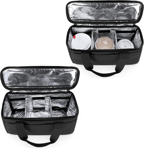 Trunab Reusable 3 Cups Drink Carrier - Insulated Drink Caddy Holder Bag for Delivery, Black