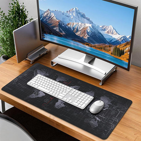 Yuhijoy (31.5" 11.8") Mouse Pad Gaming - Desk Mat for Keyboard and Mouse -Black World Map Large Mouse Pads for Desk