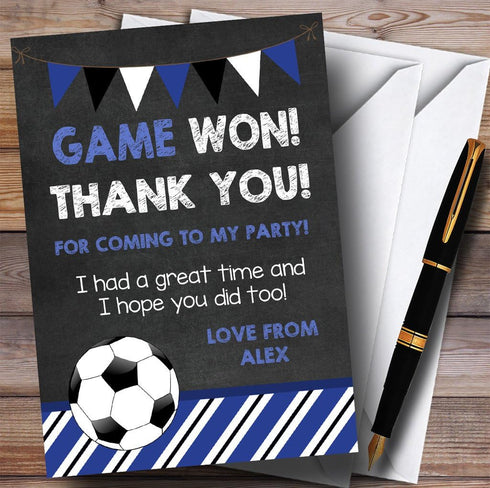 The Card Zoo Chalk Bunting Football Blue Party Thank You Cards