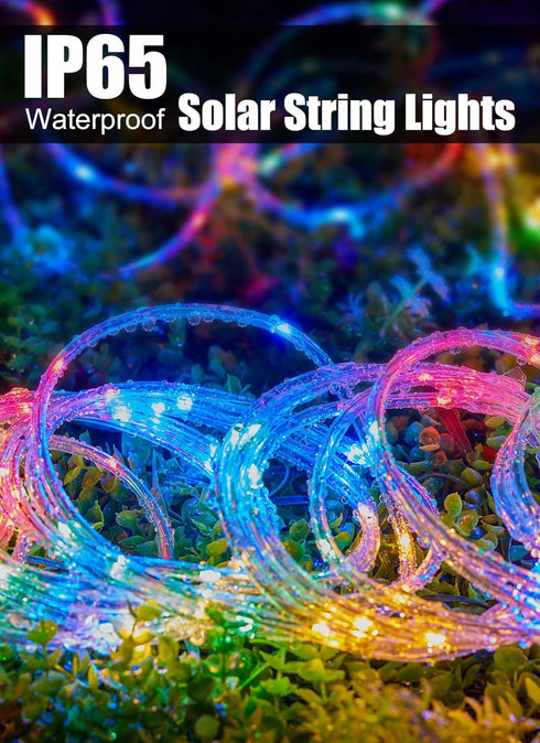 Brightown Solar Rope Lights, 39FT 100LED IP65 Waterproof Outdoor Solar String Lights, Solar Powered Fairy Lights with 8 Lighting Modes for Party Garden Yard Home Holiday Tree Decoration, Multicolor by Brightown