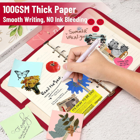 Toplive Cute A5 Refillable Notebook Binder, Canvas 6 Ring Cover, 100 Sheets Filler Paper, Puppy Pattern Journal