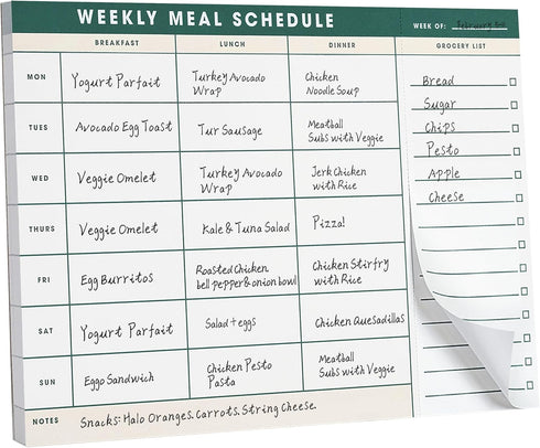Weekly Magnetic Meal Planner & Grocery List, 7 x 10 Inch Notepad for Fridge, 60 Sheets for Dinner Planning