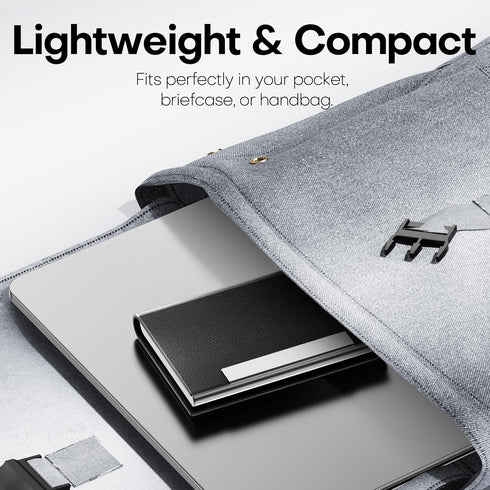 Padike Business Card Holder Case Professional PU Leather & Stainless Steel Multi Wallet Credit Card ID Case for Men &