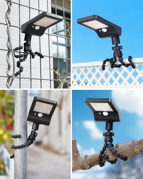 Thumok 60 3 (1) Solar Fence Lights Outdoor, LEDs Motion Sensor Security Light with Flexible Octopus Tripod, Lighting