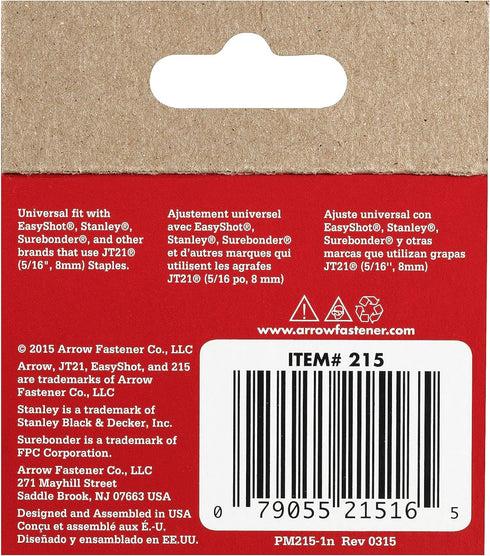 Arrow JT21 Thin Wire Staples for Staple Guns and Staplers, 5/16-Inch Leg Length, 7/16-Inch Crown Width, 1000-Pack, Made