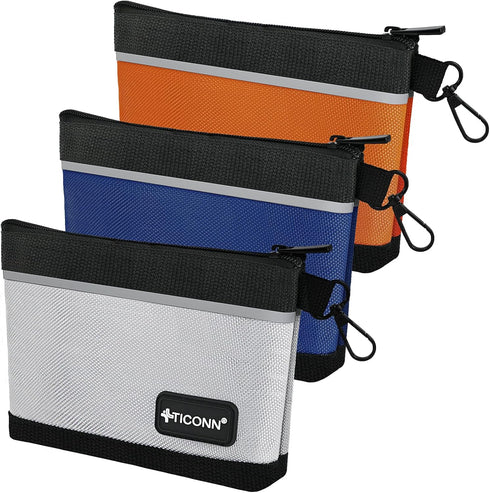TICONN Tool Pouches with Zipper, 1680D Oxford Small Waterproof Utility Bags for Tool Organizers, 3 Pack
