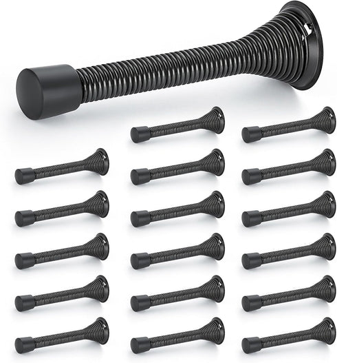 Ravinte Door Stoppers, 18 Pack Black Spring Door Stops with Rubber Bumper for Bottom of Door