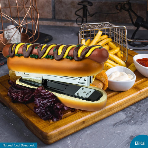 Hot Dog Stapler with 1000 Staples, Cute & Novelty Desk Accessories for Office Gags and Supplies