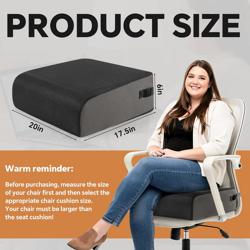 Tailbone People(20x17.5x6in) BALAPET Extra Thick Seat Cushion, Memory Foam Office Chair Booster Cushion to Raise Seat