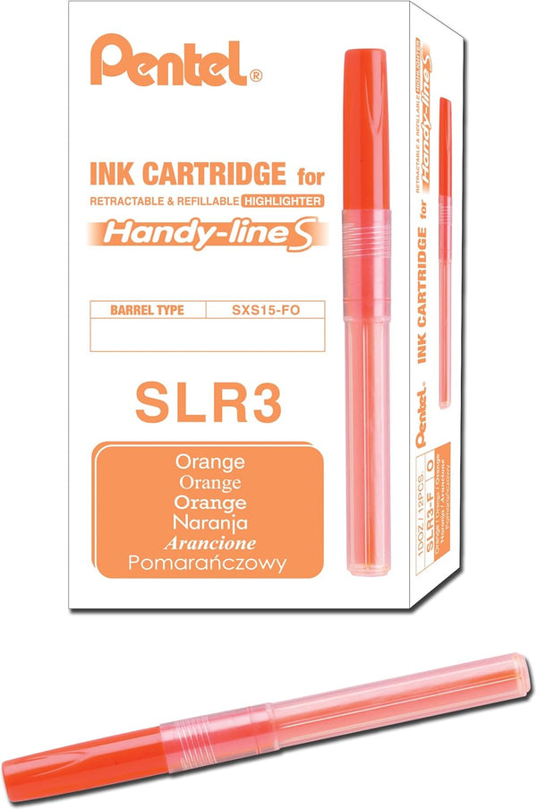 Pentel Refill for Handy Line S Highlighter, Orange Ink, Box of 12 (SLR3-F)
