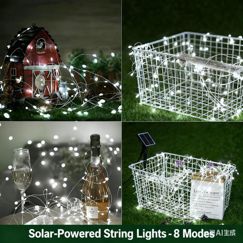 Generic 39FT 100LED IP65 8 Solar Rope Lights, Outdoor Solar String Lights, Waterproof Solar Powered Fairy Lights