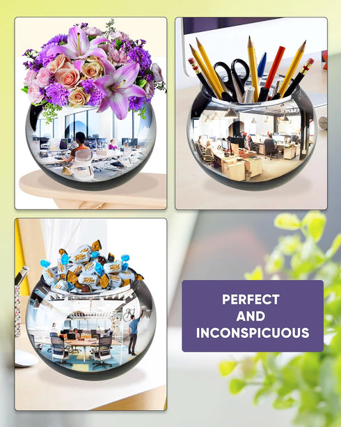 Skywin Convex Mirror Vase, 4.5 Inch Multipurpose Cubicle Mirror, Aesthetic Office Cubicle Accessories, Desk Mirror to