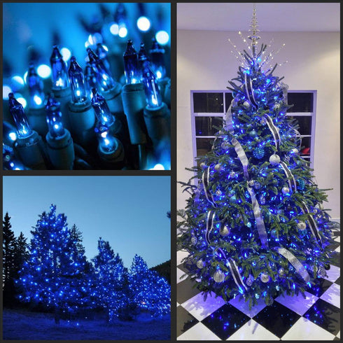 YULETIME 200 Blue Christmas Lights, Pack of 2 Sets 33 Feet 100 Count UL Certified Incandescent String Lights