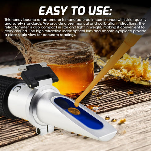 3-in-1 Honey Baume Refractometer, Tri-Scale 58-90% Brix Scale Range, Honey Moisture Sugar Tester with ATC for Beekeeping