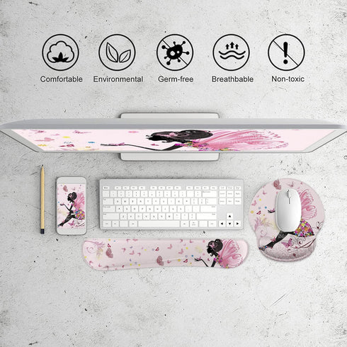 Keyboard Wrist Rest and Mouse Pad with Wrist Support, Ergonomic Memory Foam Set for Gaming and Office Use