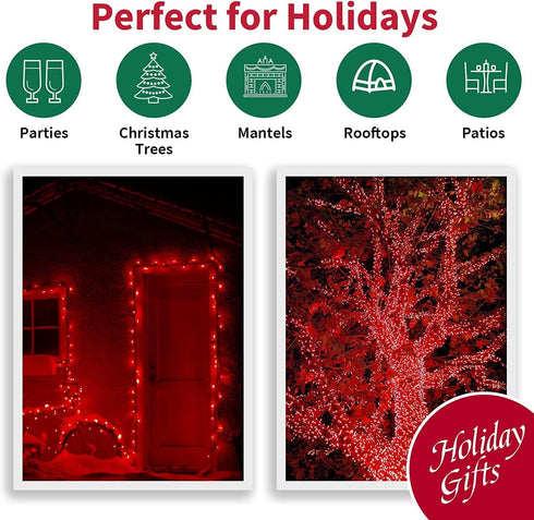 Lights,100 Count 19.6FT LAMPHOME Red Valentines Day Decor Mini Valentine's Lights,Red Christmas String Fairy Lights