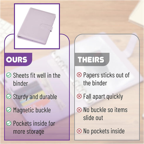 Mr. Pen Leather Planner Binders, Composition Notebook Cover, Refillable, 6 Ring (A5, Purple)