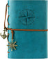 MALEDEN Leather Writing Journal Notebook, Classic Spiral Bound Refillable Diary for Girls and Boys, Sky Blue