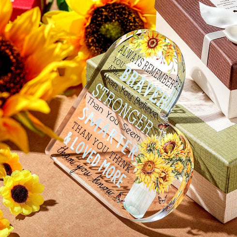 5.9 5.9 Inch Yulejo Sunflower Gift for Women Sunflower Desk Decor Acrylic Inspirational Quote Keepsake Teacher