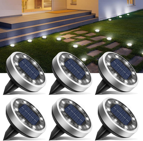 btfarm 6 Pack Solar Lights Outdoor, 8 LED Solar Ground Lights IP65