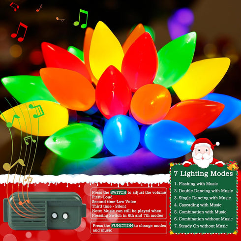35 C9 HAYATA Music Christmas Lights LED String Light - Fairy Xmas Decor Lighting for Outdoor, Indoor, Patio, Party