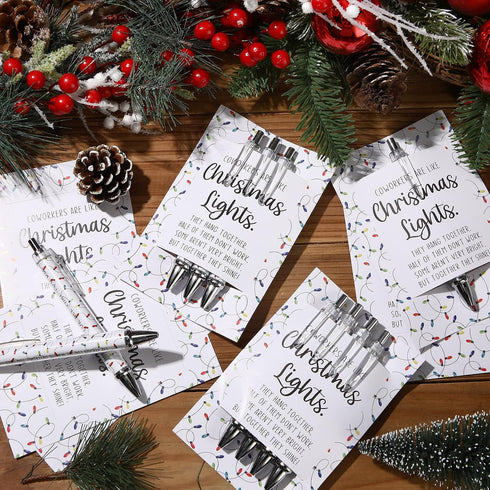 Sayglossy 150 Pcs Snowflake Pens for Coworkers Bulk Winter Ballpoint Pens with Thank You Cards Teacher Appreciation