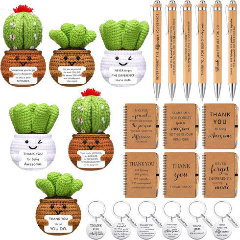 Wavwavw 6 Set Employee Appreciation Gifts Bulk, Gifts for Coworkers, Doll Crochet with