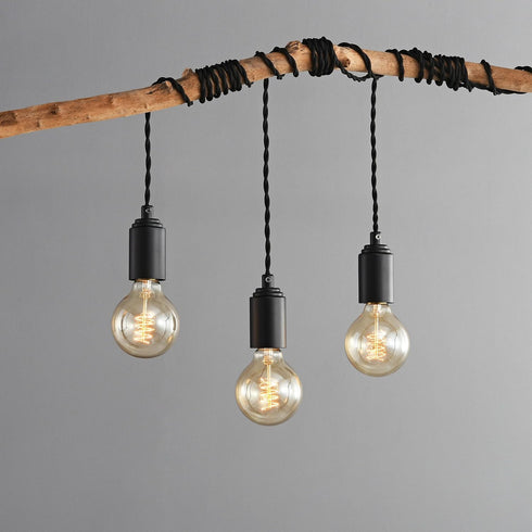 15Ft (BP0030-1BP) BRIGHTTIA - Matte Black Plug-in Pendant Light - Portable Industrial Vintage Lamp with Twisted Fabric
