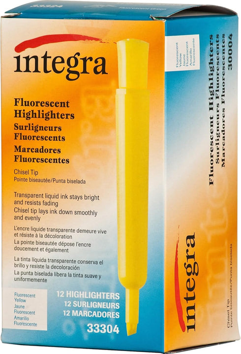 Integra Desk Highlighter, Chisel Tip Fluorescent Yellow (ITA30004)