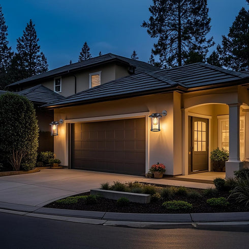 2 Pack Solar Wall Lights Outdoor, Dusk to Dawn Outdoor Lighting Fixtures Wall Sconce, Waterproof Black Exterior Lantern