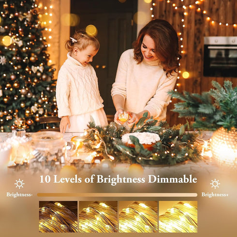 4-Pack 132FT 400LED 8 White(33ftx4) Fairy Lights Battery Operated with Timer&Remote, Waterproof Twinkle Lights Indoor