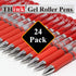 Think2 Retractable Gel Pens - 24 Red Ink Fine Point (0.5mm) Rollerball Pens with Comfort Grip