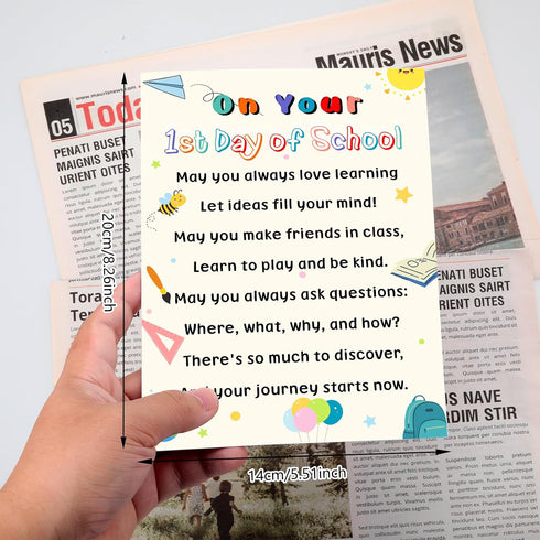 Frvyherz 1st 1st 2nd 3rd First Day of School Card for Kids, First Day of Schools Gifts for Daughter Son, Inspirational
